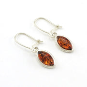 Sterling Silver Amber Marquise Dangle Earrings