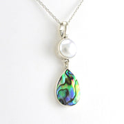 Alt View Sterling Silver Pearl Abalone Necklace