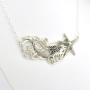 Side View Sterling Silver Shooting Starfish Mermaid Necklace