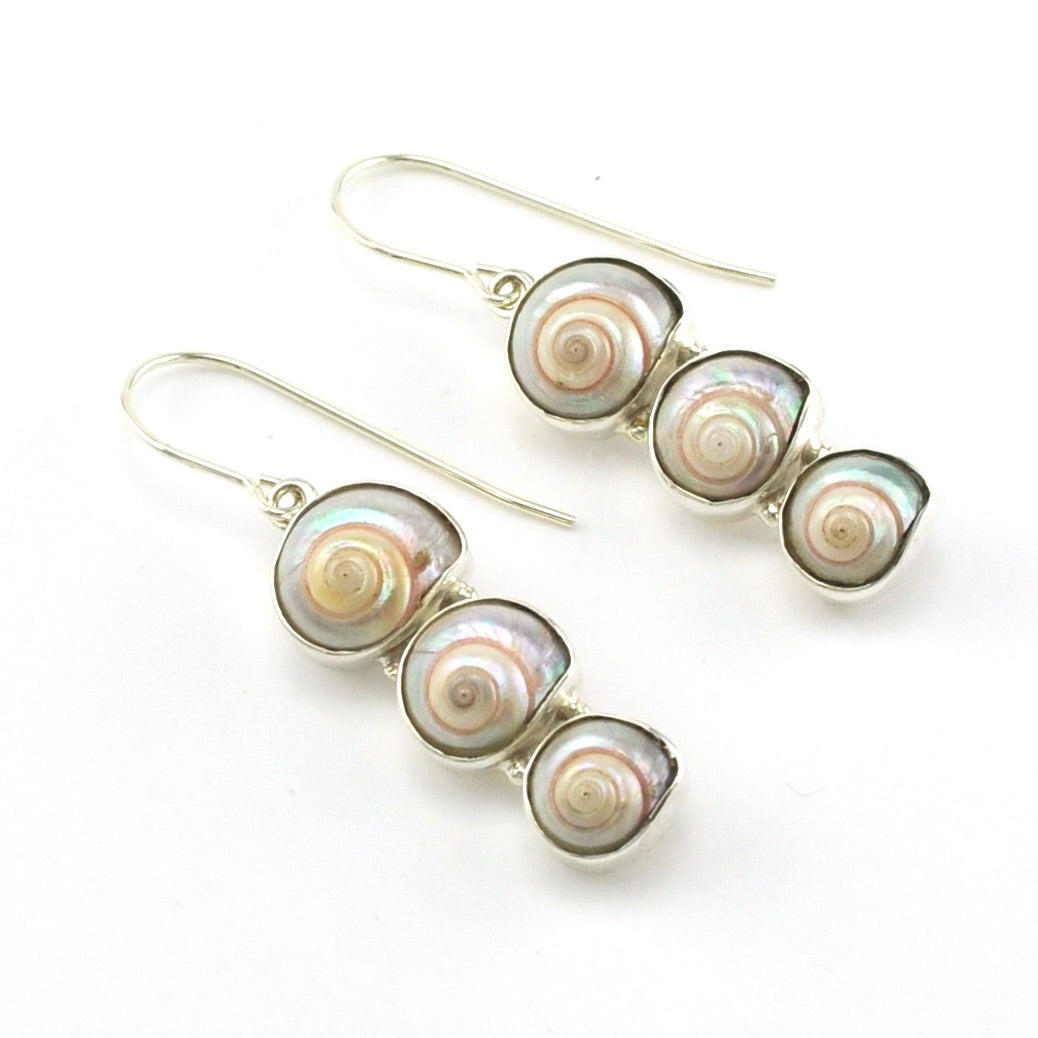 Sterling Silver Malabar Shell 3 Stack Earrings