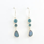 Alternate View Sterling Silver Australian Opal and Topaz Earrings