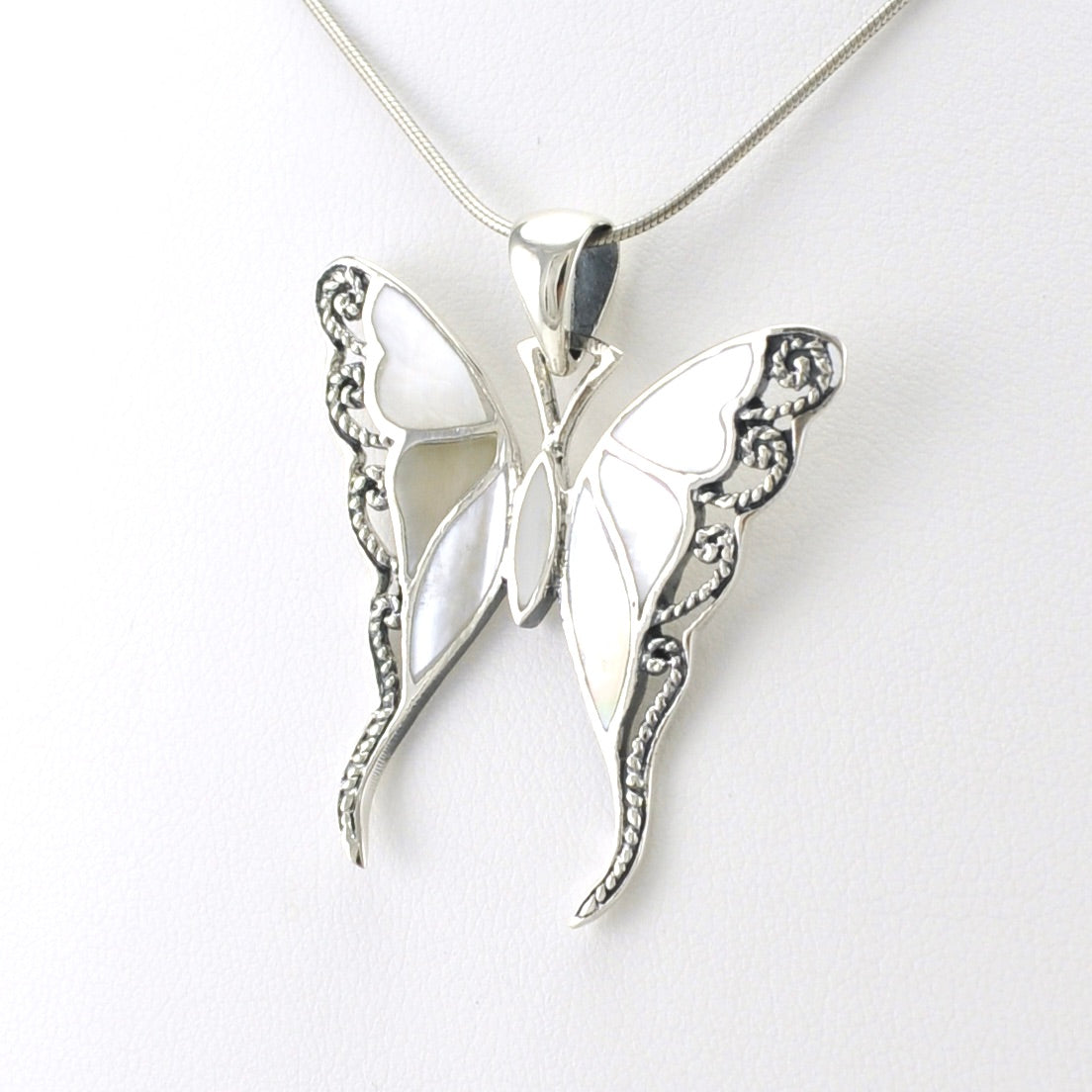 Sterling Silver Mother of Pearl Butterfly Pendant