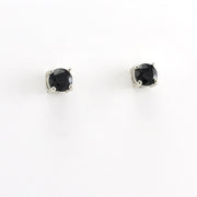 Alt View Sterling Silver Sapphire 5mm Round Post Earrings