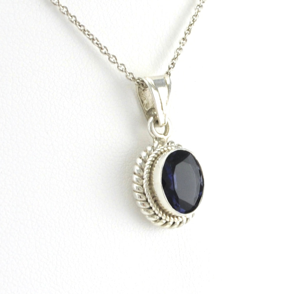 Side View Sterling Silver Iolite 7x9mm Oval Pendant
