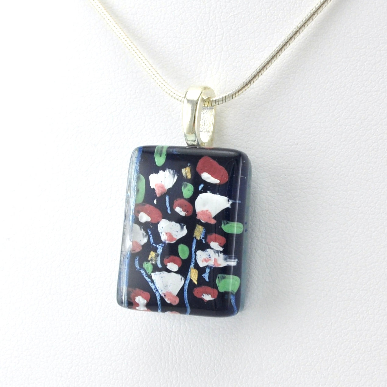 Side View Glass Cherry Blossoms Small Necklace