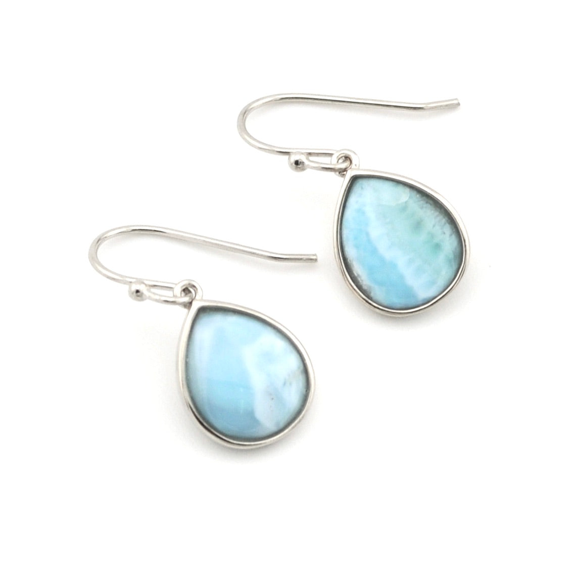 Sterling Silver Larimar Teardrop Dangle Earrings