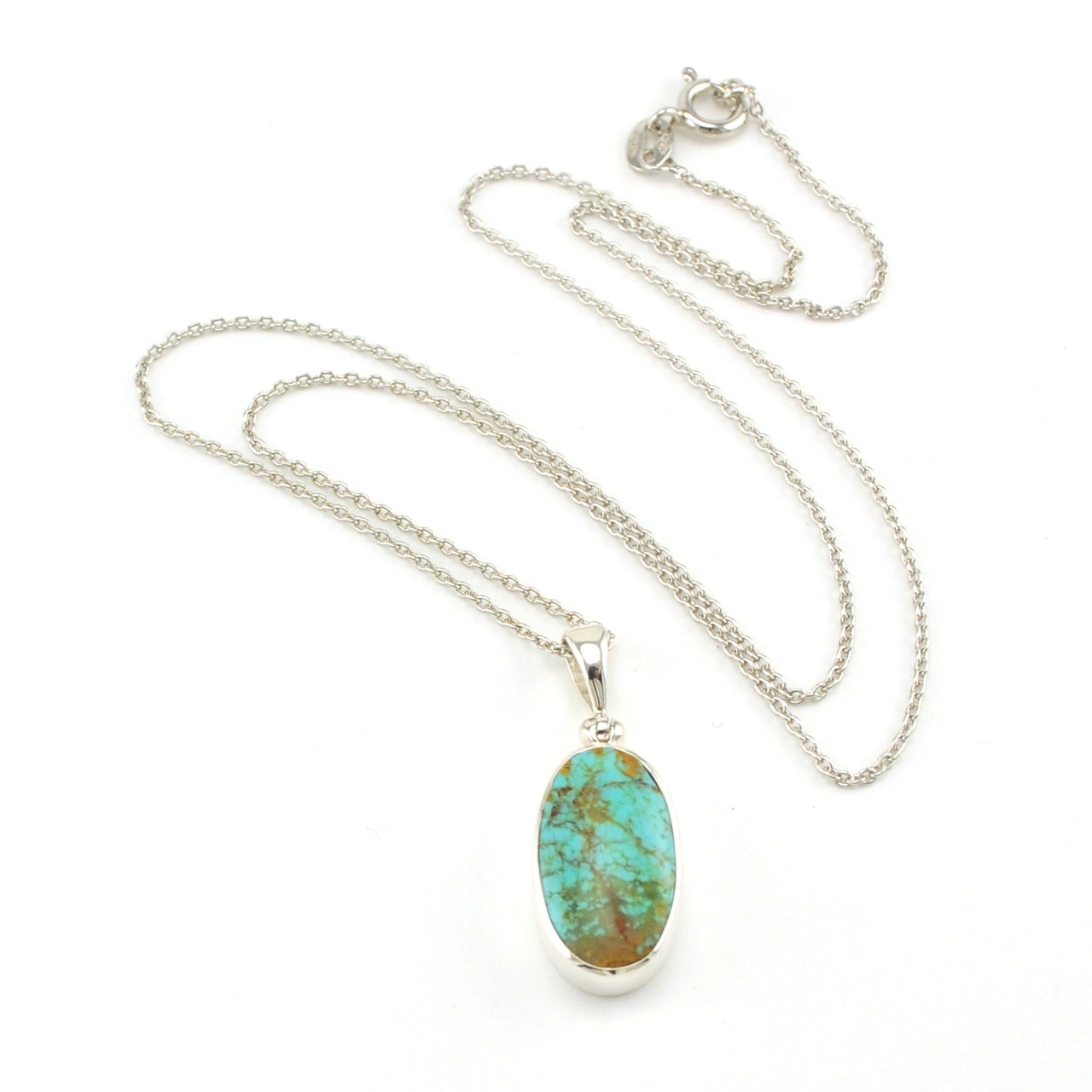 Sterling Silver Turquoise Oval 4ct Necklace