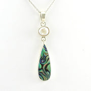 Alt View Sterling Silver Pearl Abalone Tear Necklace