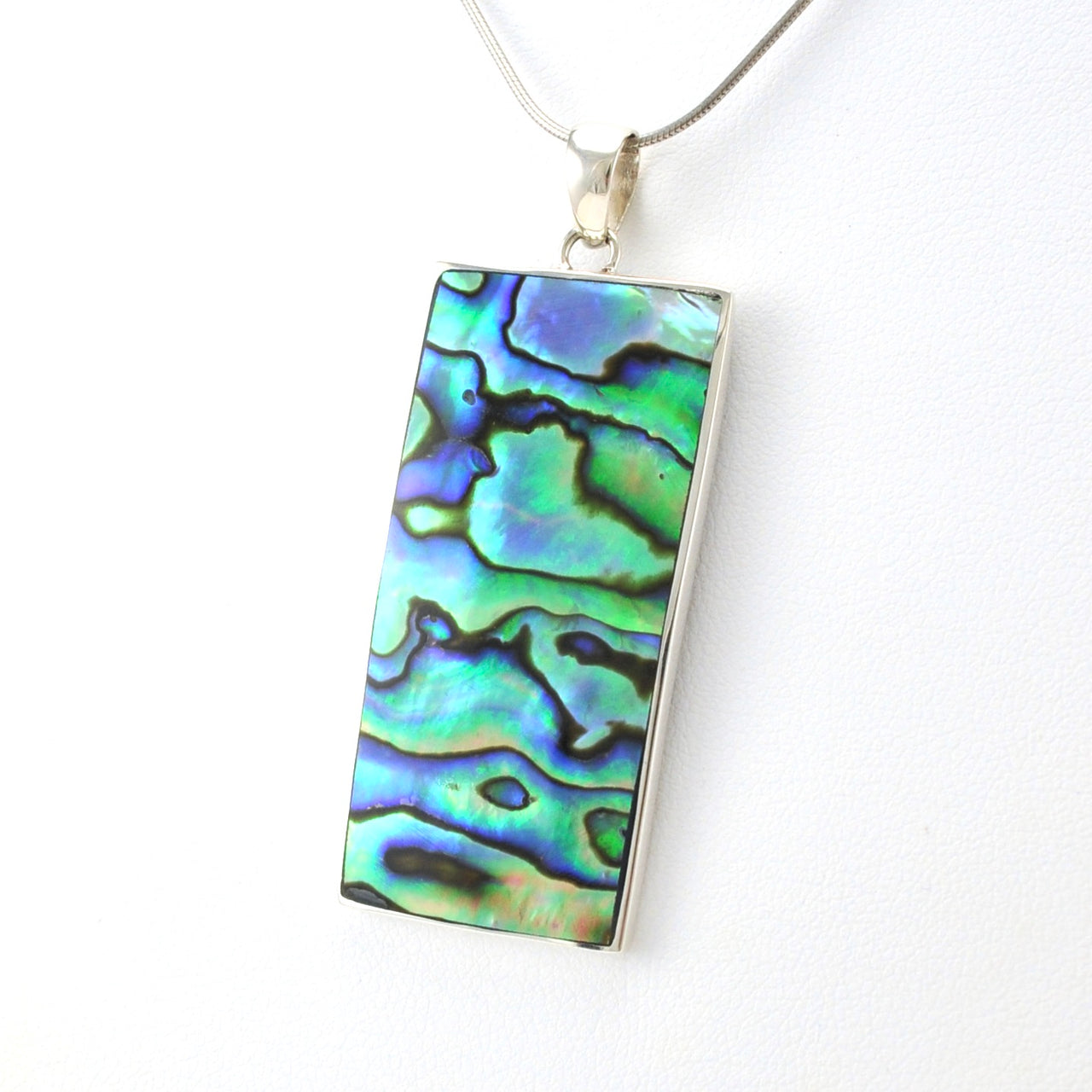 Sterling Silver Abalone Rectangle Pendant