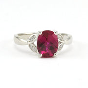 Sterling Silver Created Ruby 2.6ct Oval CZ Ring