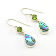 Sterling Silver Peridot Abalone Dangle Earrings