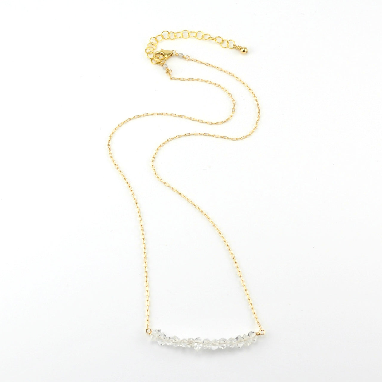 14k Gold Fill Herkimer Diamond Bar Necklace
