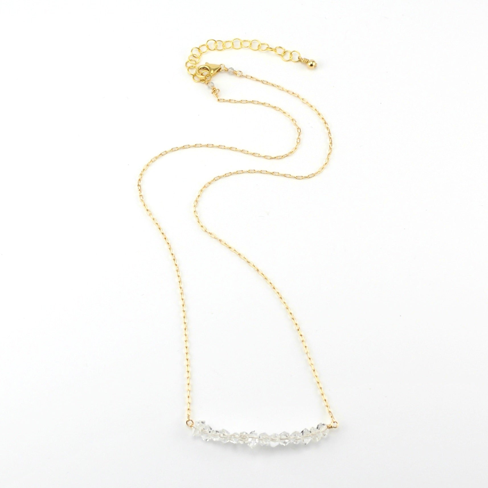 14k Gold Fill Herkimer Diamond Bar Necklace