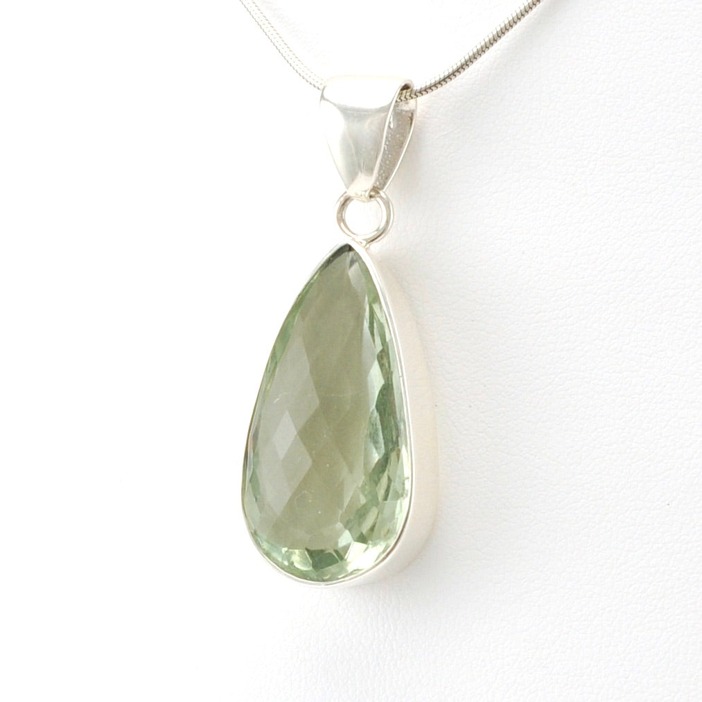 Sterling Silver Green Amethyst Tear Pendant