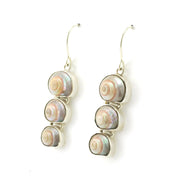 Side View Sterling Silver Malabar Shell 3 Stack Earrings