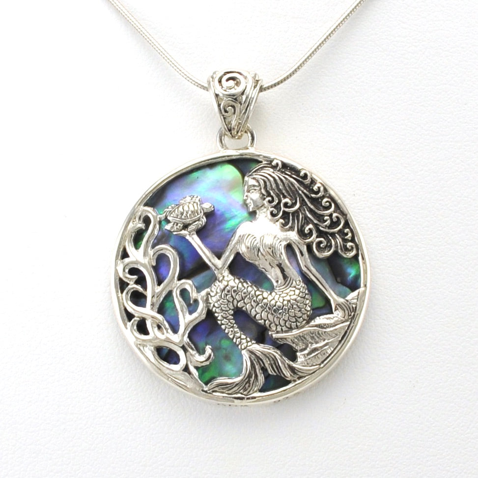 Sterling Silver Abalone Mermaid Pendant