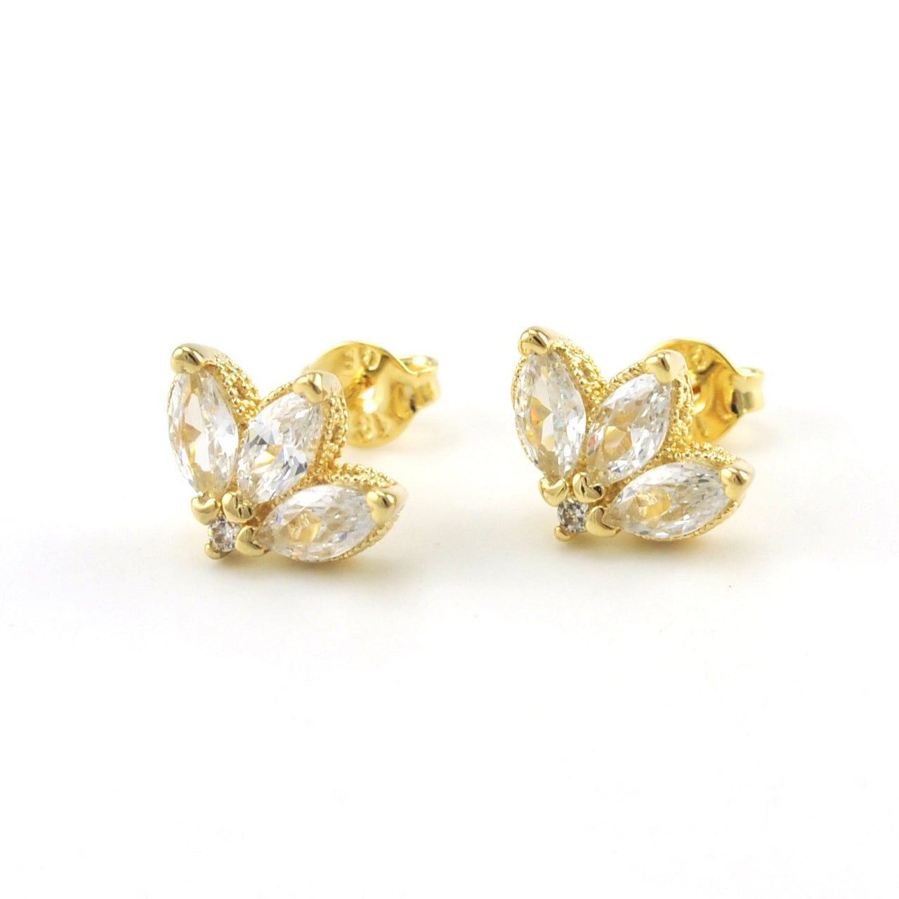 18k Gold Fill Cubic Zirconia Lotus Flower Earrings