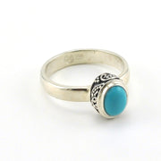 Side View Sterling Silver Arizona Turquoise Oval Bali Ring