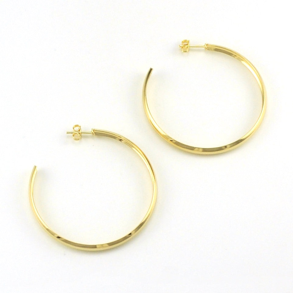 18k Gold Fill 50mm C Post Hoop Earrings