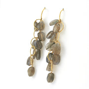 Side View 14k Gold Fill Labradorite Clusters Threader Earrings
