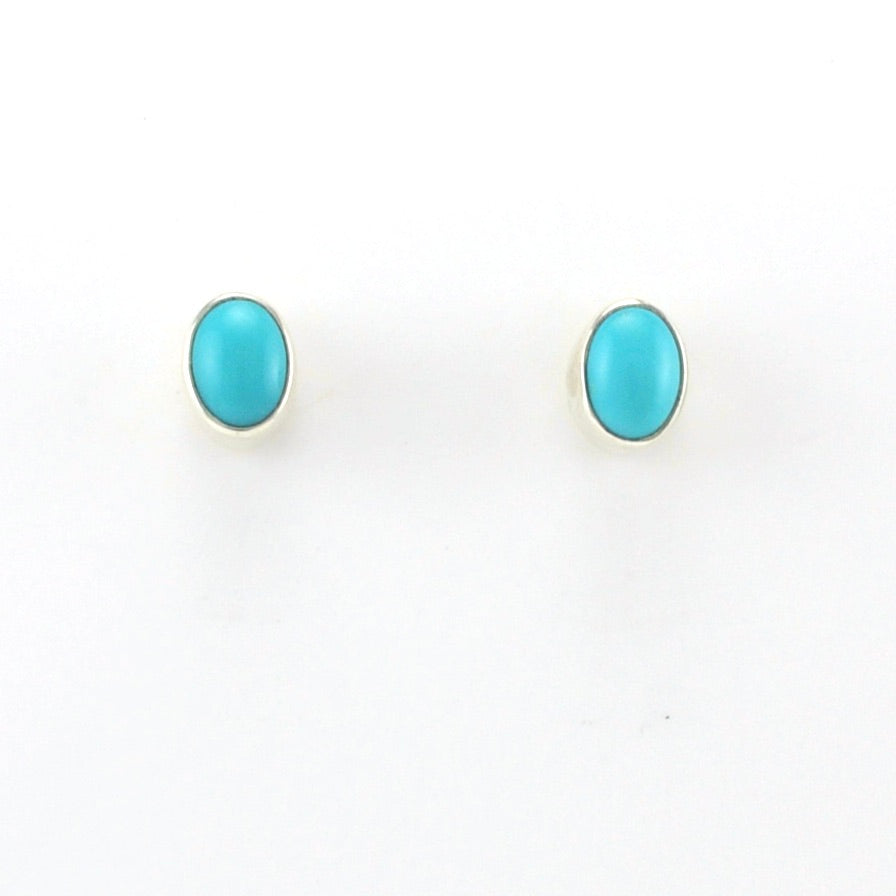 Alt View Sterling Silver Arizona Turquoise 5x7mm Oval Post Earrings