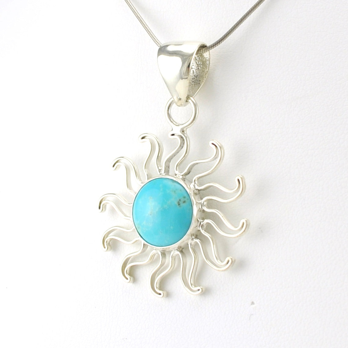 Sterling Silver Turquoise Sun Pendant