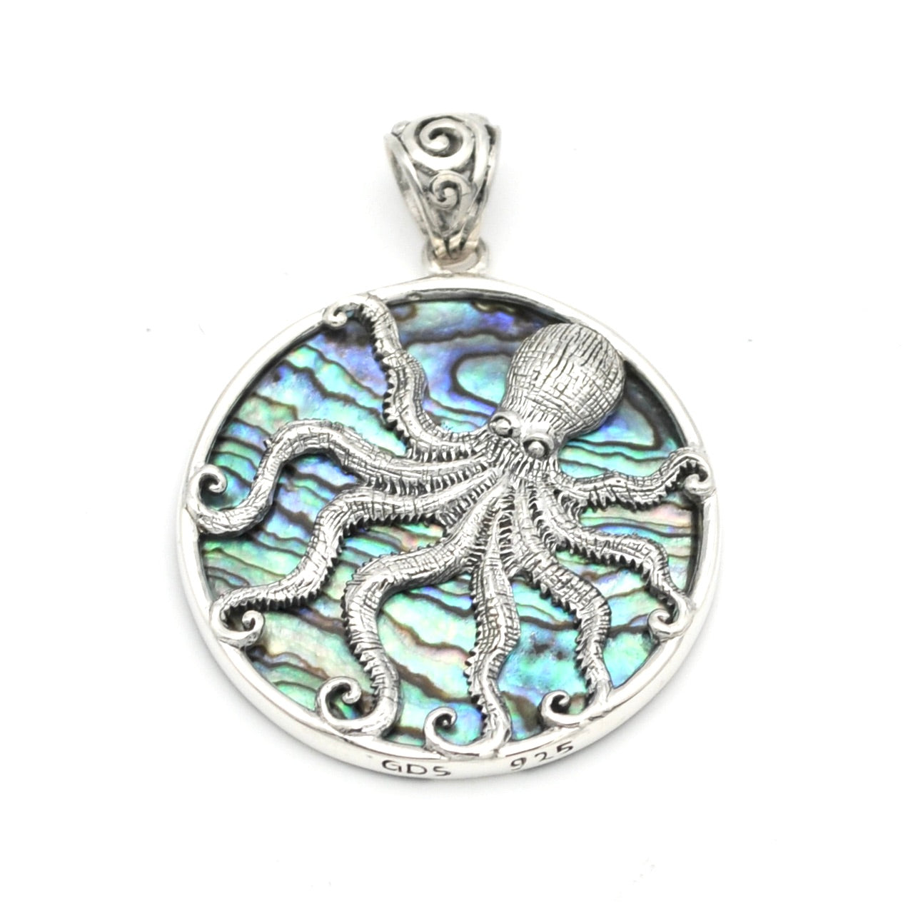 Sterling Silver Abalone Octopus Pendant