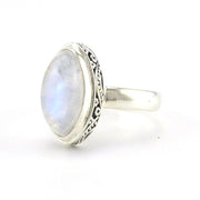 Sterling Silver Moonstone 7x13mm Marquise Bali Ring