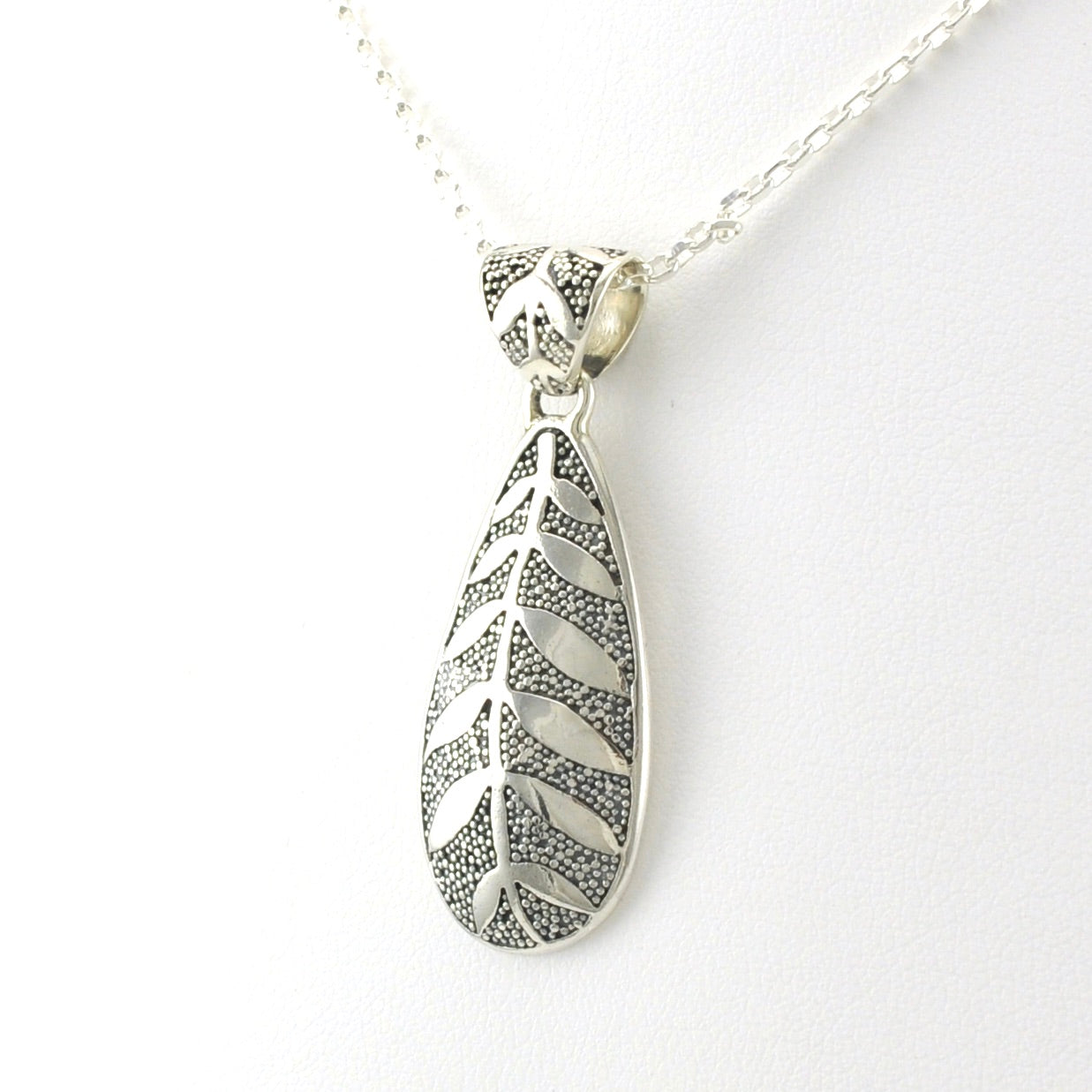 Sterling Silver Bali Leaf Necklace