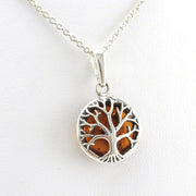 Alt View Sterling Silver Amber Tree of Life Necklace