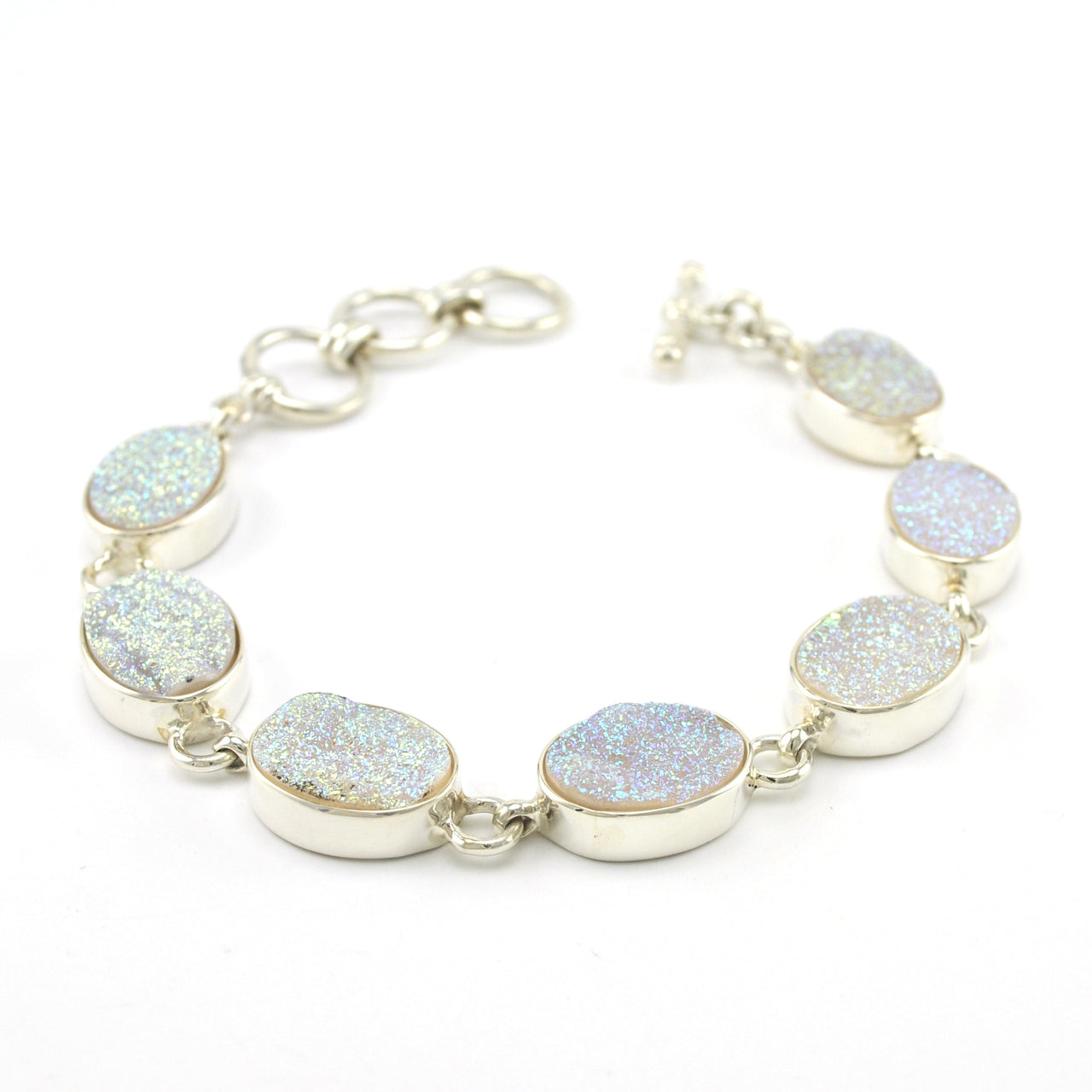 Alternate View Sterling Silver Opal Druzy Agate Oval Toggle Bracelet