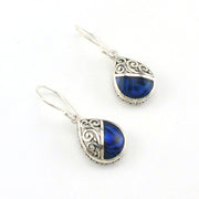 Sterling Silver Blue Abalone Bali Earrings