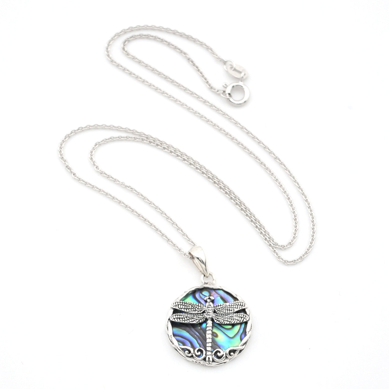 Abalone Dragonfly Round Necklace