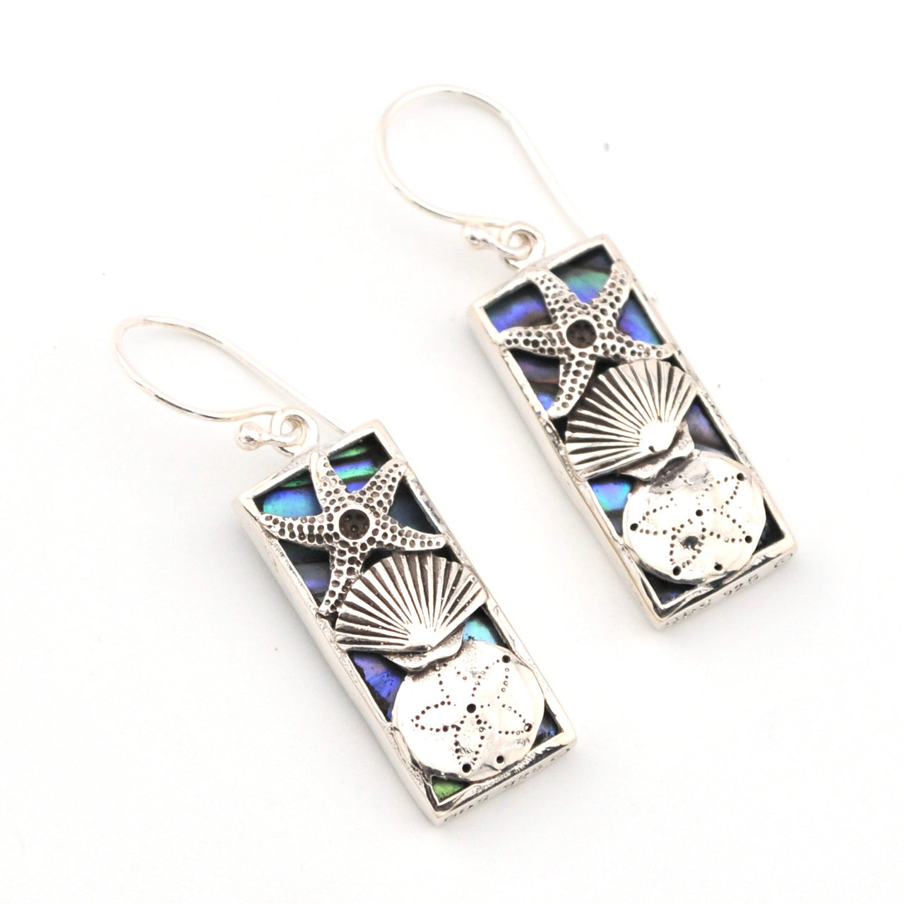 Abalone Seashell Rectangle Earrings