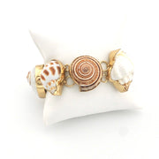 Bracelet with shell bracelet on a white surface