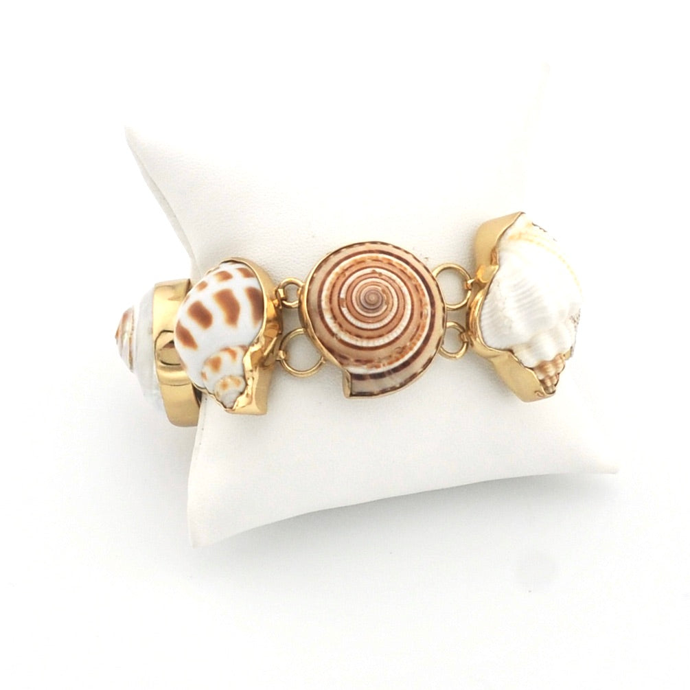 Bracelet with shell bracelet on a white surface