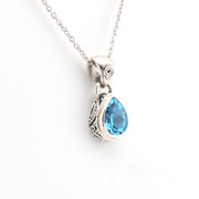 Additional View Blue Topaz 7x9mm Tear Bali Necklace