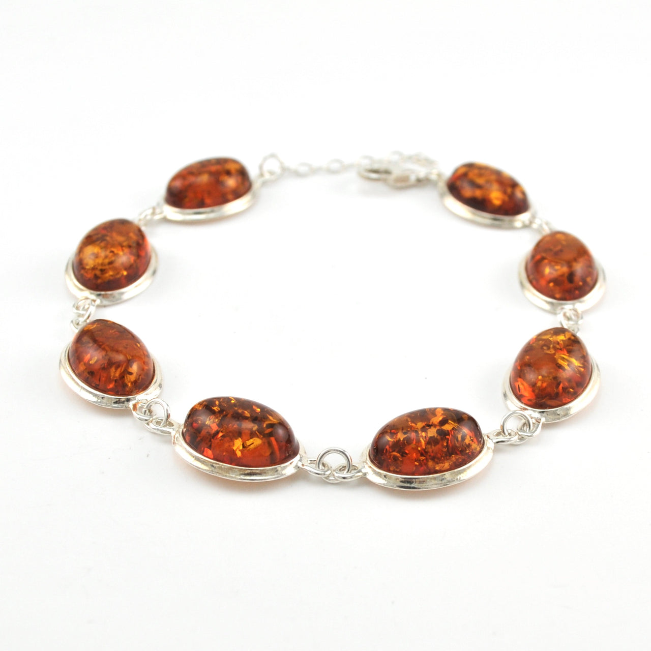 Additional View Silver Baltic Amber Oval Link Bracelet