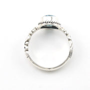 Additional View Silver Blue Topaz 7mm Round Bali Scroll Ring