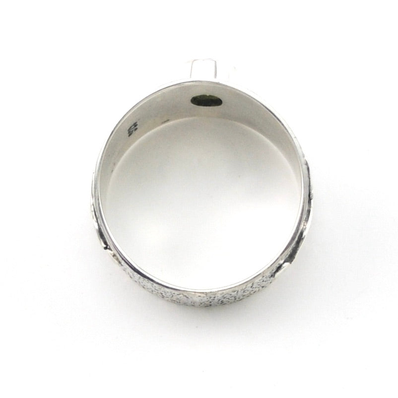 Additional View Silver Peridot 5x7mm Oval Leaf Swirl Ring