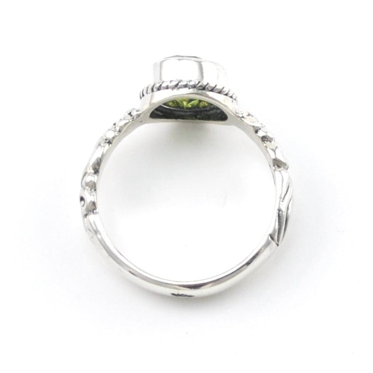 Additional View Silver Peridot 7mm Round Bali Scroll Ring
