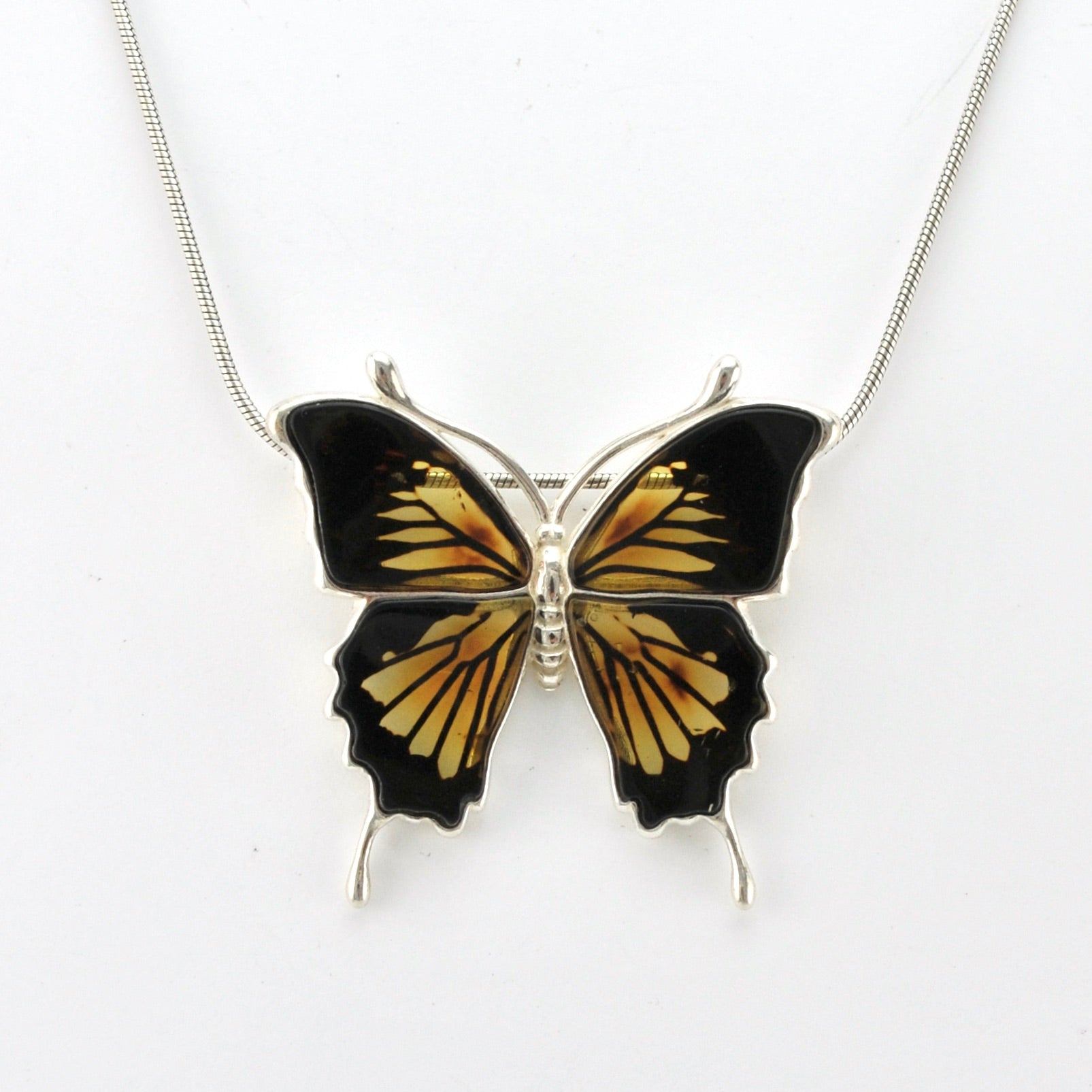 Additional View Silver Ulysses Amber Butterfly Pendant