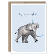 Age is Irrelephant Birthday Card on white background