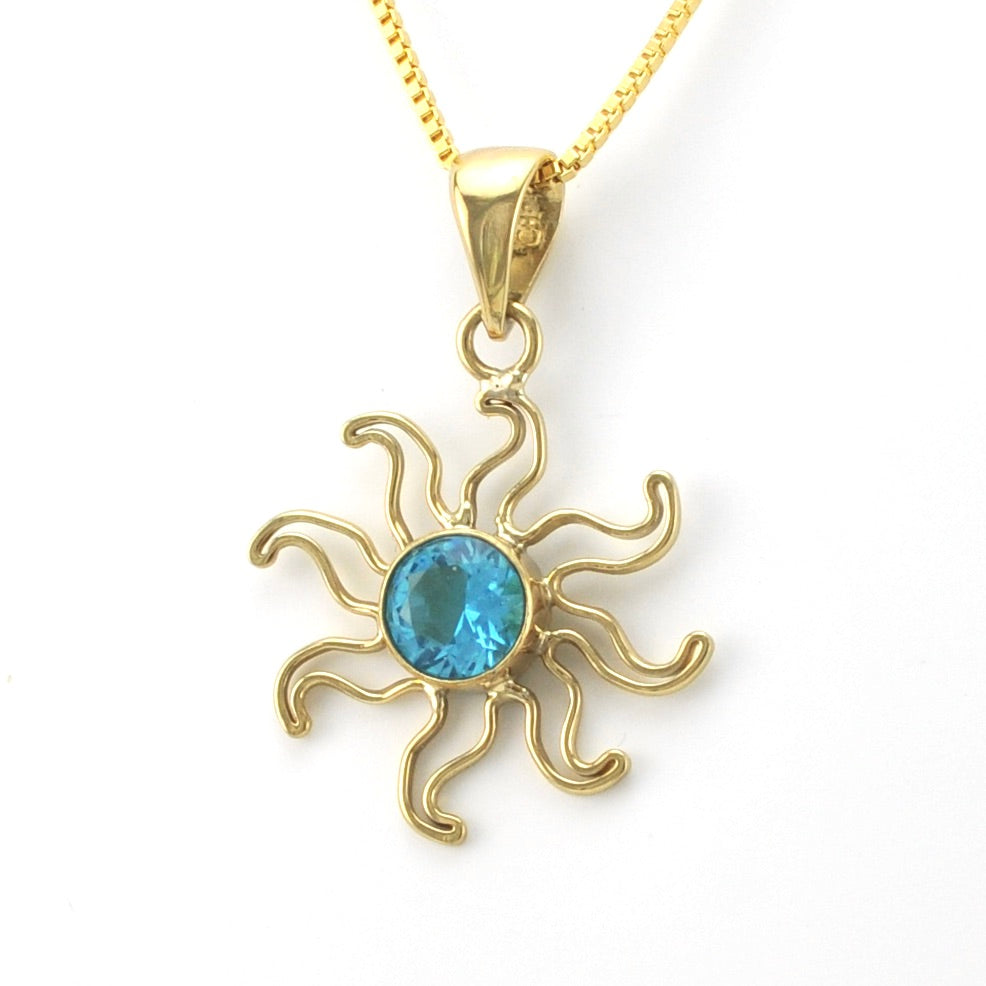 Alchemía Blue Topaz Sun Pendant