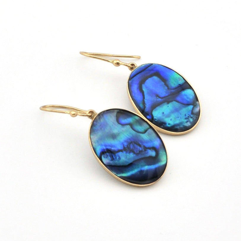 Alchemia Blue Abalone Oval Dangle Earrings