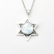 Alternate View Silver Roman Glass Star of David Pendant