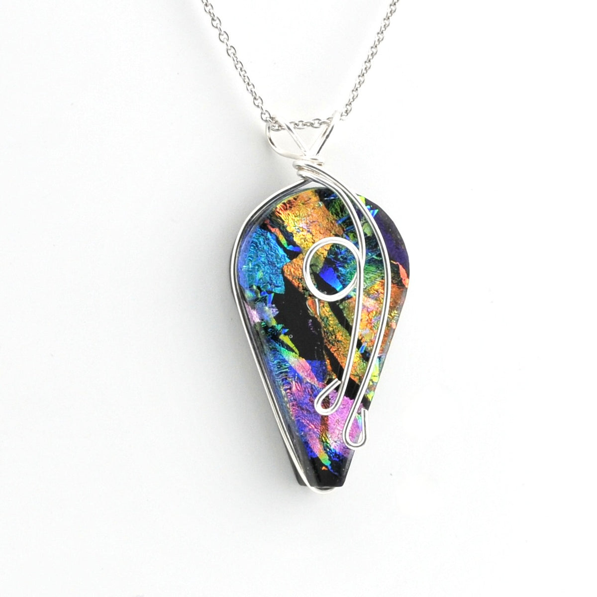 Alternate Dichroic Glass Crazy Quilt Wisteria Pendant