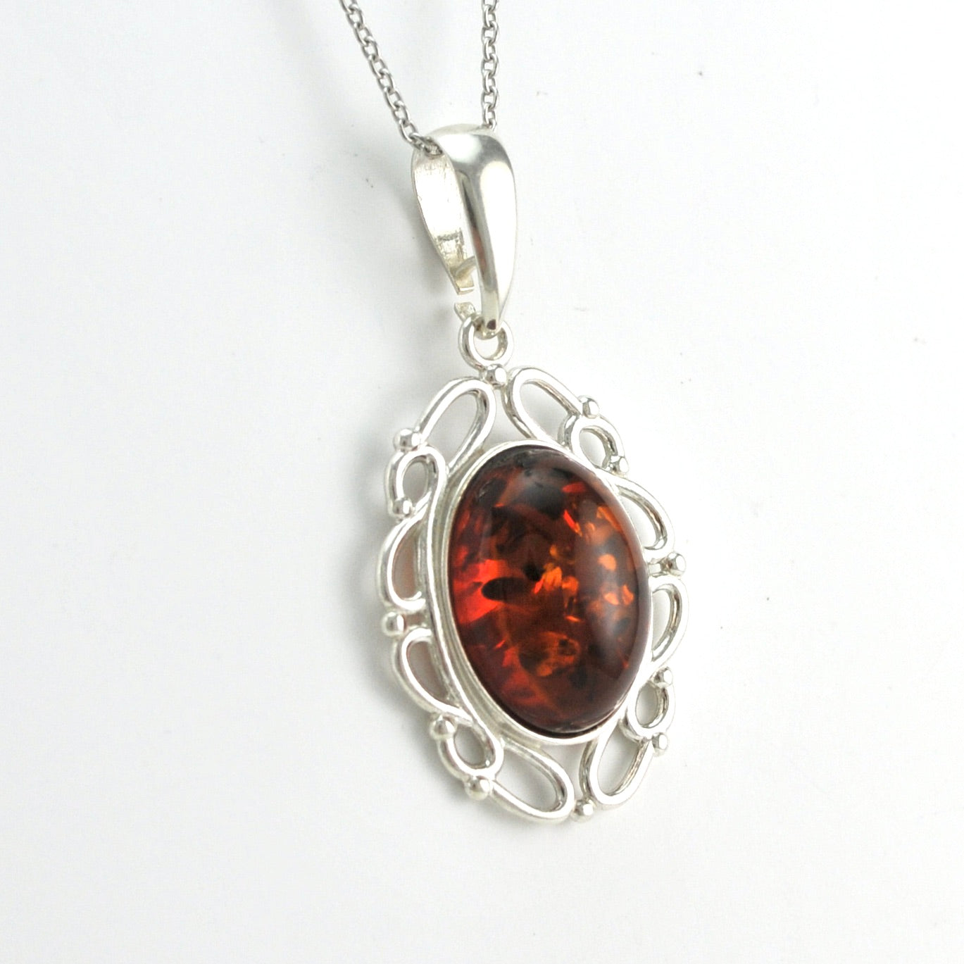 Alternate Silver Amber Oval Necklace 2