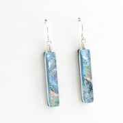 Alternate Silver Dichroic Glass Silver Rectangular Earrings