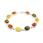 Alternate View Silver Multicolored Amber Oval Link Bracelet
